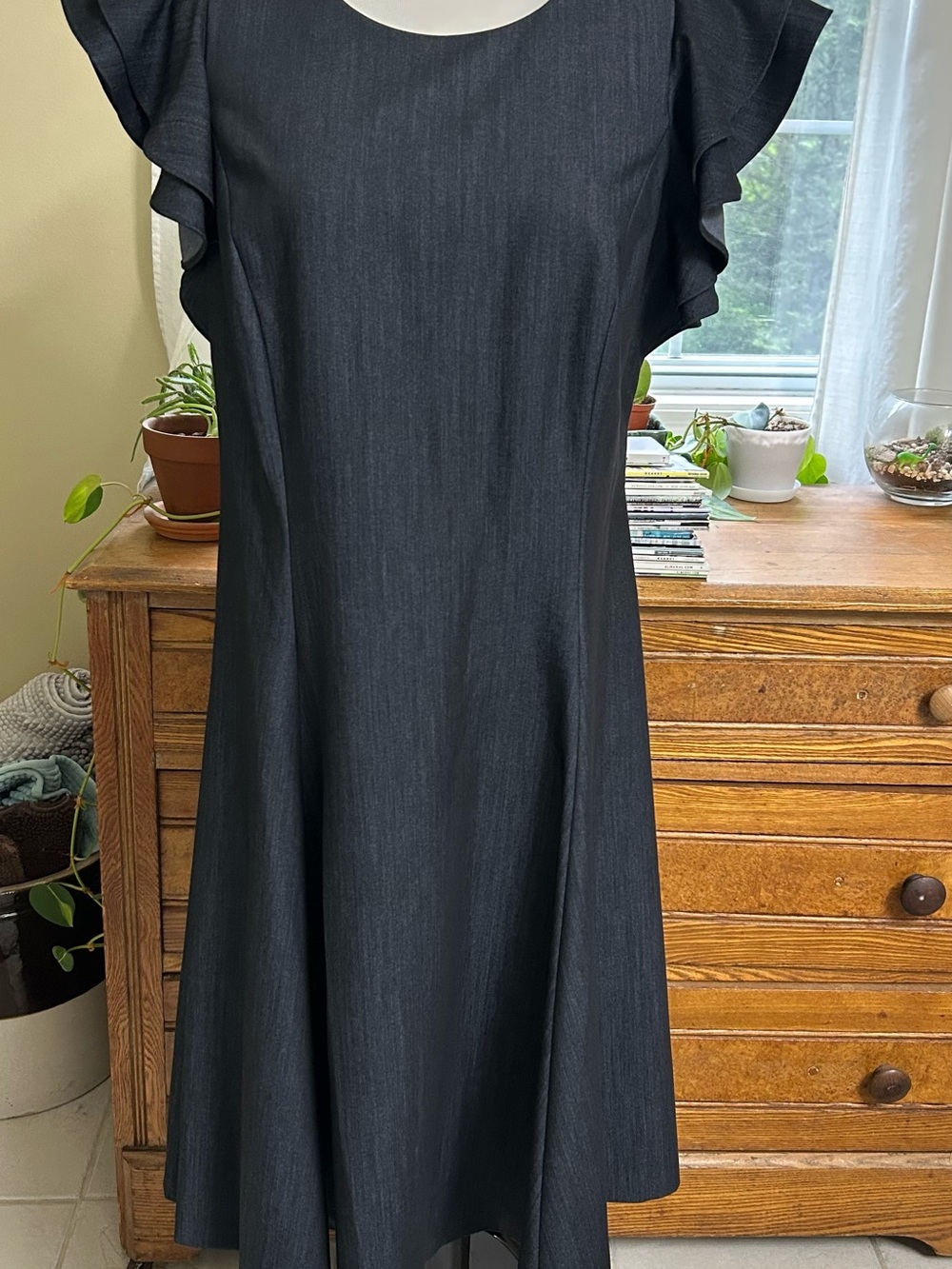 Classic Chaps Black Flutter-Sleeve A-line Dress Size 10